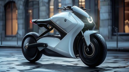 Wall Mural - Futuristic compact lightweight electric sport scooter. Generative AI.