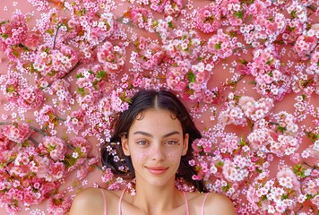 Poster - portrait of a woman with flowers