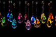 Multicolored Crystal Strands with Vibrant Light Reflections