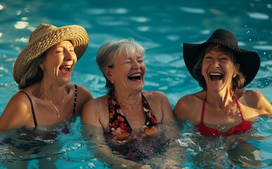 Canvas Print - two women in the pool