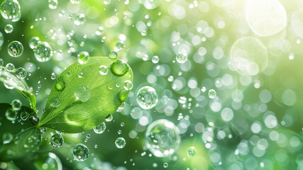 Wall Mural - A leaf with water droplets on it
