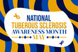 National Tuberous Sclerosis Awareness Month backdrop with ribbons and typography.