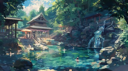 Canvas Print - Summer day at the hot spring