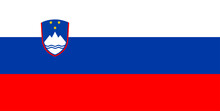 Close-up of white, blue, red and yellow national flag of European country of Slovenia. Illustration made February 1st, 2024, Zurich, Switzerland.