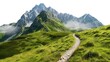 Summer landscape in mountains with trail isolated 