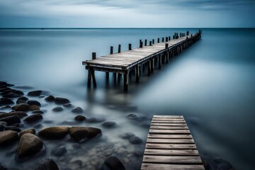 Canvas Print - wooden pier on the beach