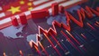 © Annawet boongurd - Decreasing stock bar graph with USA and China flags It symbolizes the crisis, trade wars, tariffs between countries, economies.