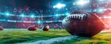 Fototapeta Sport - Sports betting concept. Rugby ball on football stadium.
