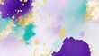 Purple Teal Gold and White Hazy paint splatter pastel background