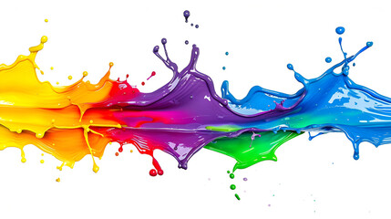 Poster - Splashing paint in primary colors logo letter y dropping into the center, Colorful liquid paint splash isolated on white. Holi background, colored liquid waves splashes, red, yellow, green, blue
