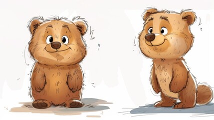 Wall Mural - Sketch design, cute bears, generated with AI