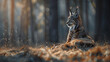 Close up portrait of European Lynx sitting and resting, generative ai