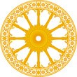 Gold Dharma Wheel, Buddhism Thammajak Isolated Symbol