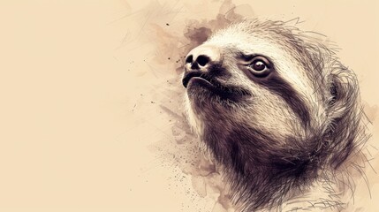 Wall Mural - Sketch design, cute sloth, generated with AI