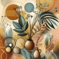 Wall Mural - background with flowers  design, illustration, vector, flower, floral, egg, easter, nature, card, art, pattern, decoration, texture, leaf,Ai generated 