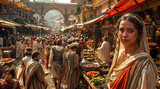 Bustling marketplace in ancient Rome