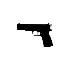 Wall Mural - Silhouette of Hand Gun also known as Pistol, Flat Style, can use for Art Illustration, Logo Gram, Pictogram, Website or Graphic Design Element. Vector Illustration