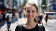 © ANC Media - A Smiling Young Caucasian Girl Explores Tokyo City