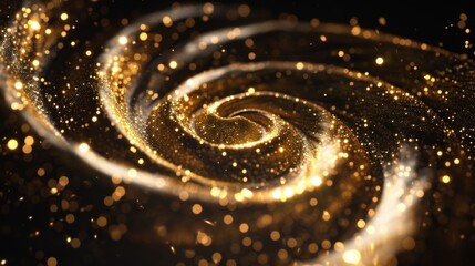 Wall Mural - abstract magical spiral background in glittering gold.