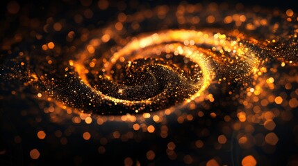 Wall Mural - Abstract magical spiral background in glittering yellow and orange.