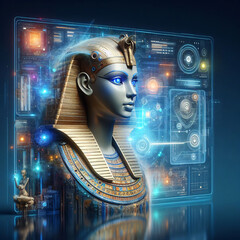 Wall Mural - Sphinx AI Companion - Future Tech Assistant Illustration