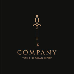 Wall Mural - Retro luxury home or hotel or real estate key template logo with creative idea.
