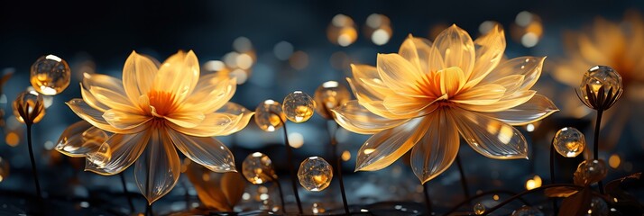 dahlia autumn flower design copyspac, with lights, light black and yellow, background hd, illustrati