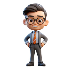 Canvas Print - 3d illustration of business manager, pilot with glasses