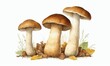 Boletus mushroom isolated on white background. Watercolor illustration.
