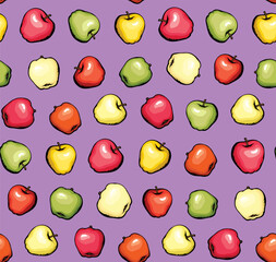 Poster - Apple fruits. Vector drawing pattern