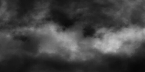 Wall Mural - Modern Dark and Dramatic Storm Clouds Area Background. Storm background with gray clouds. Isolated white fog on the black background, smoky effect for photos and artworks. Overlay for photos.