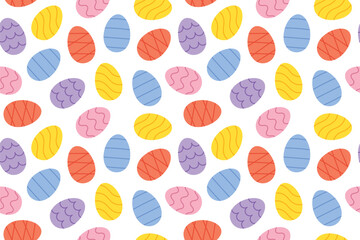 Wall Mural - seamless pattern with colorful easter eggs- vector illustration