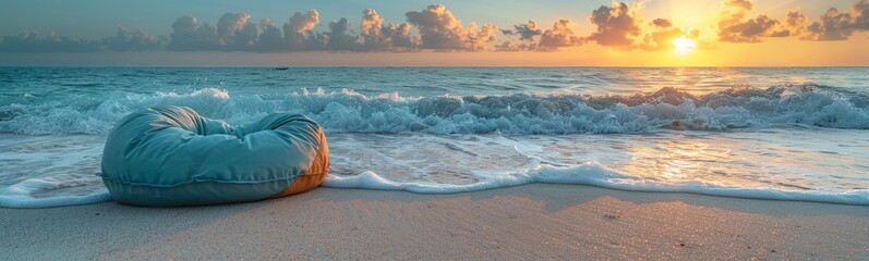 Wall Mural - Photo beach bean bag with sea