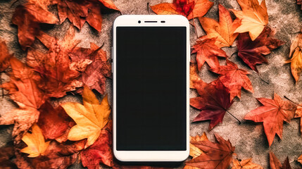 Wall Mural - Mockup of a phone with a blank black screen