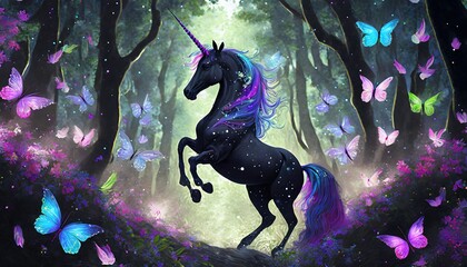 Wall Mural - black unicorn