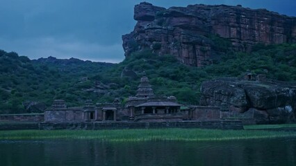 Wall Mural - View of ancient Bhutanatha temple at Badami next to Agasthya lake.