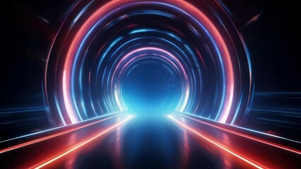 Wall Mural - Mysterious tunnel with colorful lights, great for suspenseful themes.