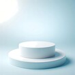 © Shadoweee - White Podium and Sky Blue background with Cloud for Product Presentation