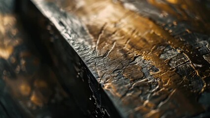 Canvas Print - Close-up of metal piece on table, suitable for industrial themes.