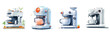 High-tech appliance, kitchen gadget, modern cooking clipart vector illustration set