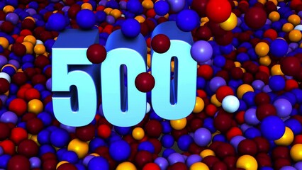 Wall Mural - Close Up View Number 5000 3D Extrude Reveal Pushing Blue Red Sweet Colorful Ball Pit Balls Background 3D Rendering