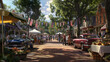 Vintage Street Fair in a Quaint Town on a Sunny Day