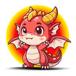 cute cartoon shibi chinese dragon character.