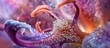 A detailed view of a purple and orange sea anemone, showcasing its vibrant colors and intricate tentacles in a close-up shot. The sea anemone is a marine invertebrate that uses its tentacles to