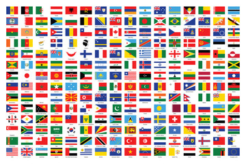 flags of the world. big collection set of world countries national flags. in alphabetical order