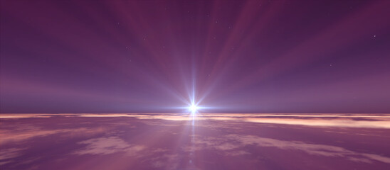 Wall Mural - sunrise from space aurora, 3d rendering