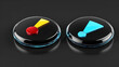glassy of 3d buttons mark icons buttons set isolated on a black background