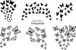 hand drwan vector Butterfly swarm silhouette Collection