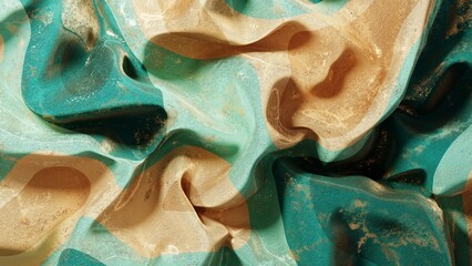abstract 3d background colorful greengold gradient fluid wave sustain render texture