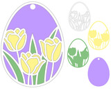 Fototapeta Dinusie - Easter egg svg files, 3d layered Easter egg with tulip flowers, Spring papercut decoration